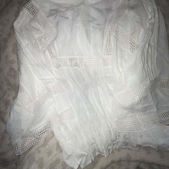 *Brand new* white sheer cotton BoHo three-quarter top large. - Picture 7 of 11